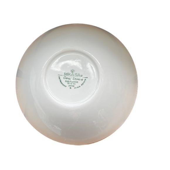 Vintage Mikasa Cera Stone Serving Bowl 9" Dia Sunflower Oven Proof - Picture 5 of 7